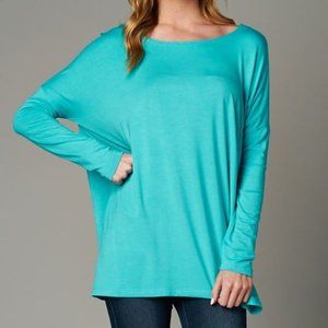 Long Sleeve Top, Teal (95% Rayon / 5% Spandex)